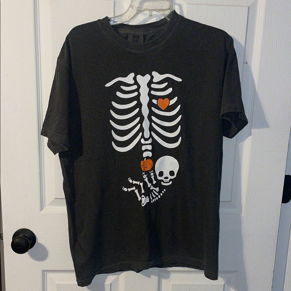 Skeleton Baby Graphic T-Shirt - Dark Gray NWOT